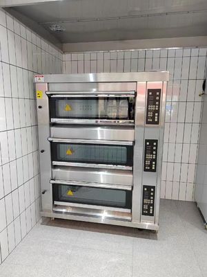 Forno modulare 40X60cm della piattaforma del forno 3 pietra di Tray Gas Oven With Steam della piattaforma 9 per cottura della pizza